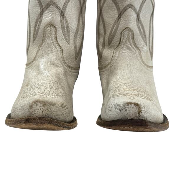Idyllwind Colt Crackled White Leather Snip Toe Western Cowgirl Boot Size 8 - Picture 4 of 12